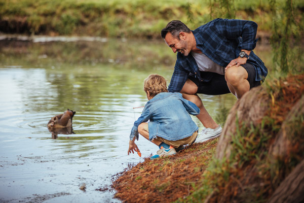 Dad Fishing with Son