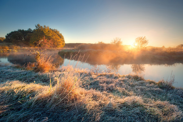 Autumn Morning Over Lake