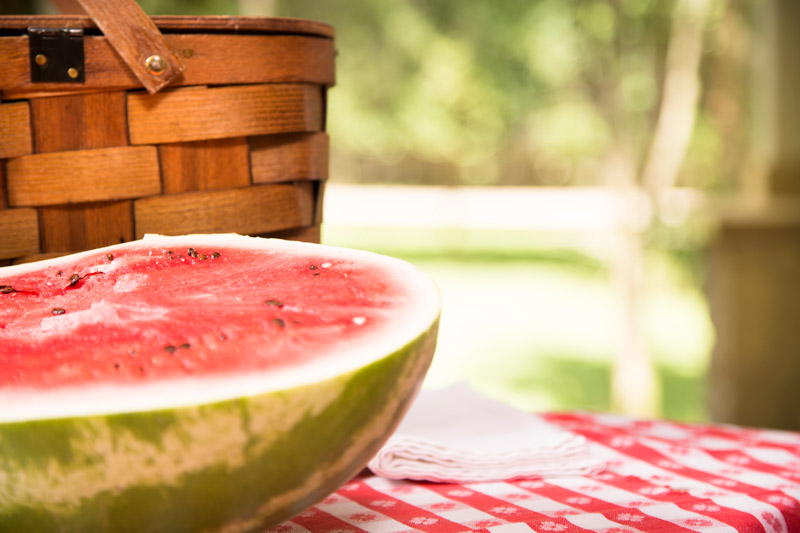 Watermelon on Picnic Table