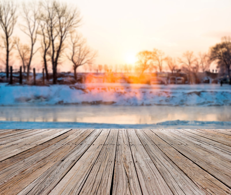 Winter Scene with Frozen Lake