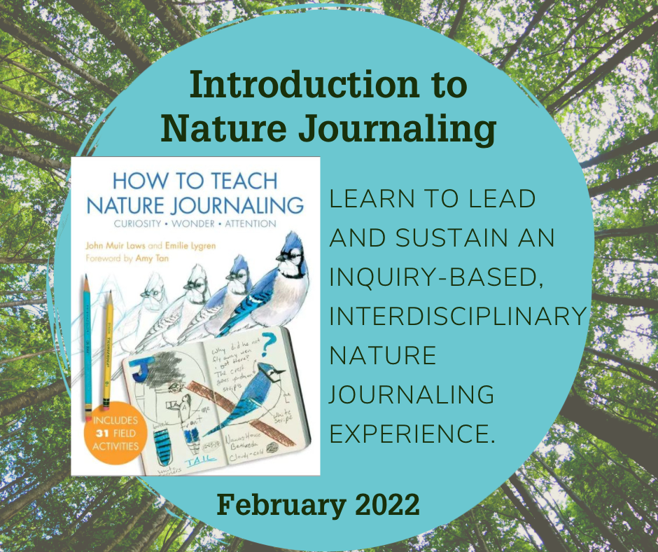 Introduction to Nature Journaling promotional image with book cover "How to Teach Nature Journaling"