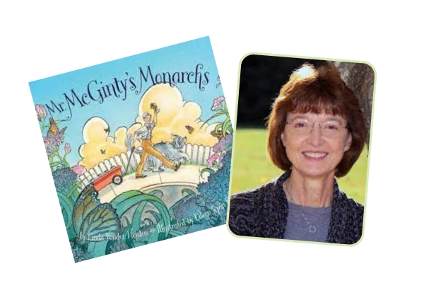 image with book cover on the left and photo of author on right