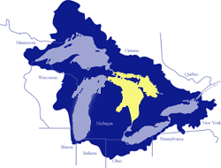 Lake Huron Highlighted Map